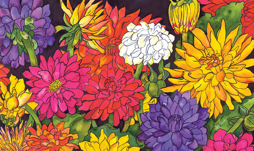 Toland Home Garden 800031 Dizzy Dahlias Spring - Felpudo Par