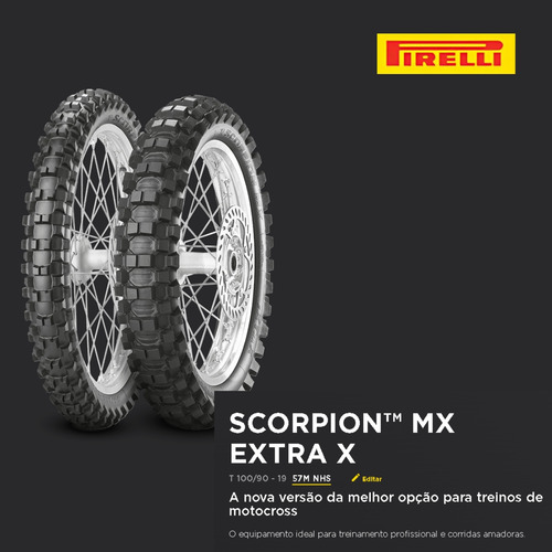 Pneu Traseiro 100x90-19 Scorpion Mx Extra X (57m) Tt Pirelli