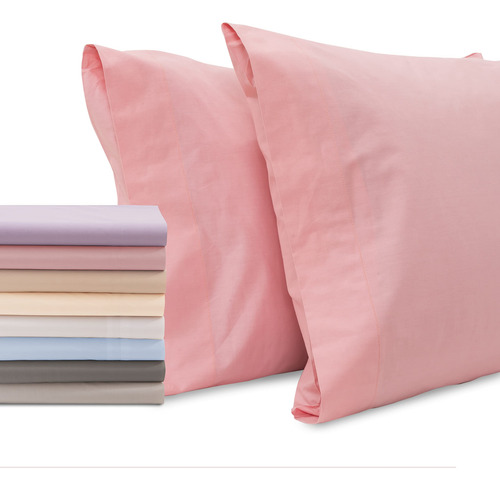 Funda De Almohada Rosa De Algodón 100% Transpirable Y Suave