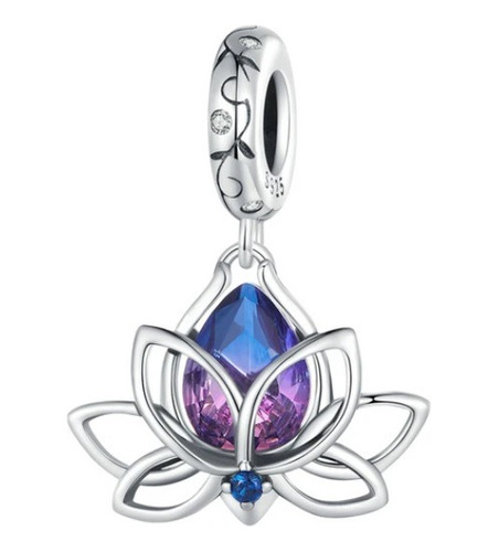 Dije Charm Flor De Loto En Plata 925 Para Pulsera O Cadena