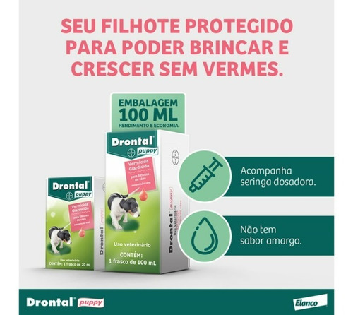Drontal Puppy 20ml Vermifugo Filhotes Cães