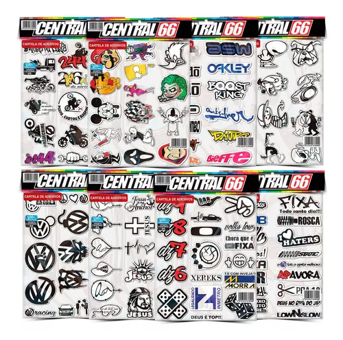 Cartela 18 de Adesivos Tuning Individual Stickers Moto Carro Bike