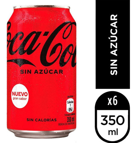 Coca Cola Sin Azucar 350cc Lata X 6