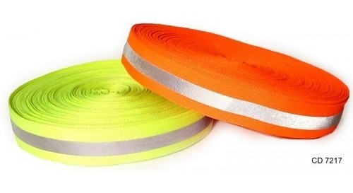 Cinta Reflectiva Para Coser Tela Naranja/plata 2,5 Cm X 50 M