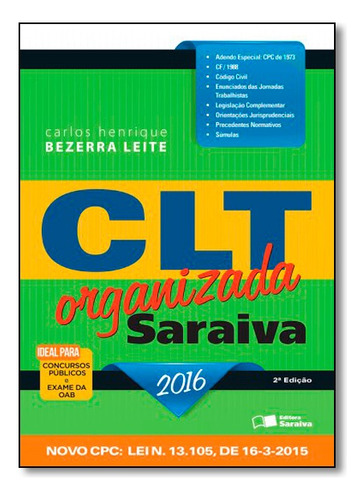 Clt Organizada, De Vários. Editora Saraiva Em Português