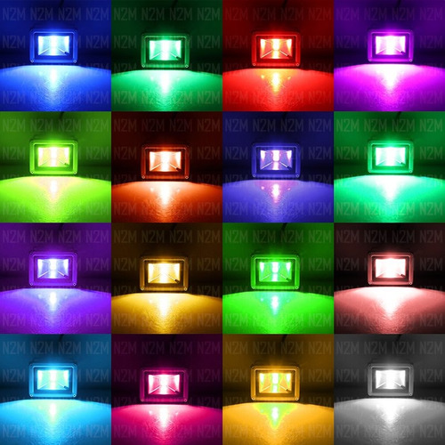 Imagen 6 de 10 de Reflector Led 10w Rgb 16 Colores Alta Potencia Foco Exterior