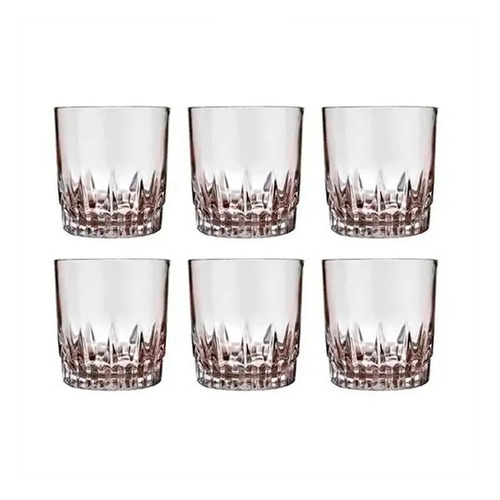 6 Vasos De Vidrio Whisky Facetado Bajo