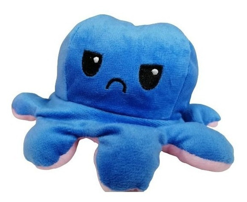 Pulpo Reversible Pulpito Feliz Enojado Rosa-azul