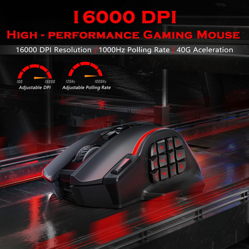 Ratón De Juego Inalámbrico Redragon, Mmo Gaming Mouse Sube 1