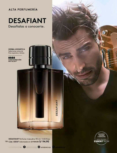 Perfume Desafiant 90 Ml Esika + Regalo Sachets De Perfume