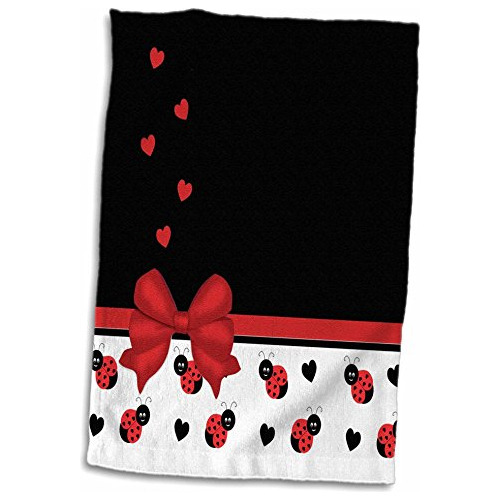 3d Rose Cute Black Ladybugs Floating Hearts Red Ribbon ...