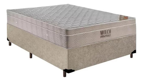 Cama Box Casal E Colchão Molas Ensacadas Ortobom Bege 138cm