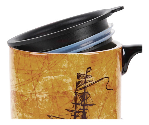 Taza De Viaje De Cerámica De Topador Con Tapa Y Mango - Taza