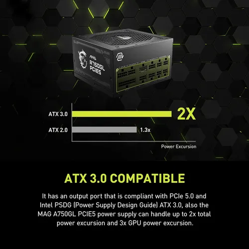 Fuente De Alimentación Msi Mag A750gl Pcie 5 & Atx 3.0 Ga...