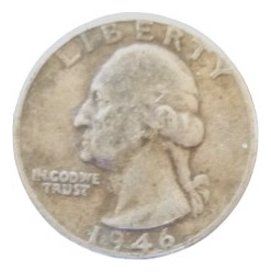 Moneda Dollar Estados Unidos 25 Cents  1946 Plata 0900 (983z