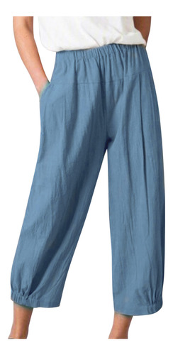 Pantalones D Para Mujer, Color Liso, Rectos, Pernera Ancha