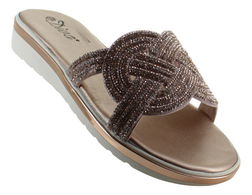 Diva Sandalia Slide Moda Casual Elegante Brillos Mujer 93233