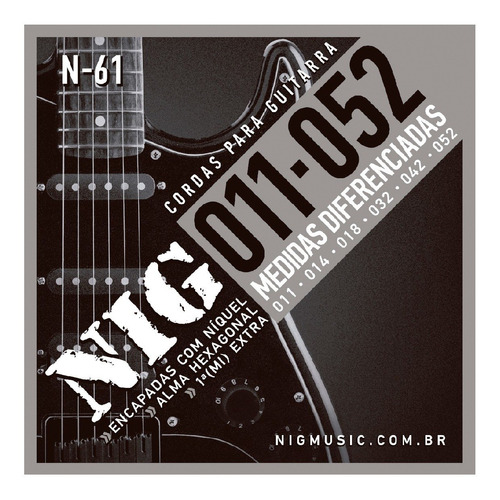 Corda Guitarra Encordoamento 011 Tradicional Níquel Nig N61 