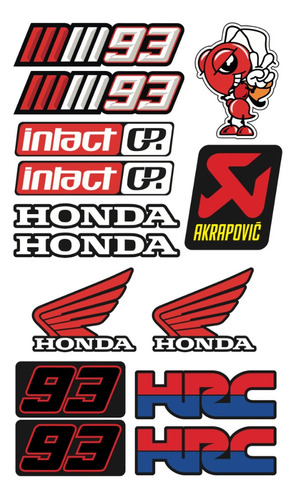 Honda Racing Sport Kit De Stickers Para Moto Planilla Rh03
