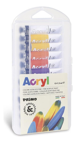 Set Pintura Acrilica X12 Colores - Primo Origen Italiano