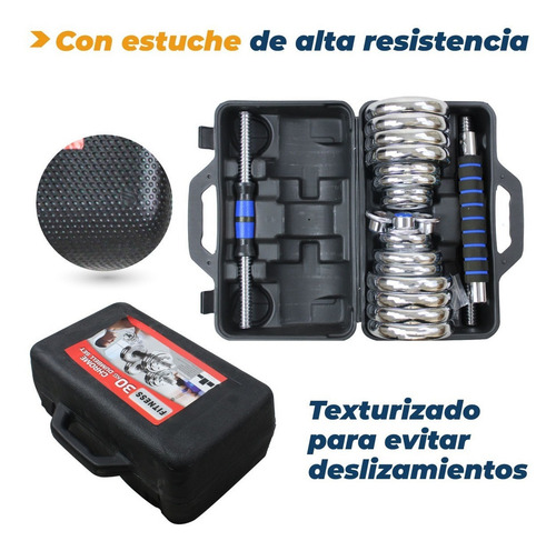 Kit De Mancuernas Pesas 30kg Profesional Gym En Casa Pesas Con Barra Discos Ejercicio Yim Sports
