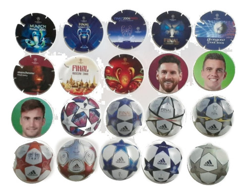 Lote De 20 Tazos Futbol Champions Lays Con Messi (Usado)