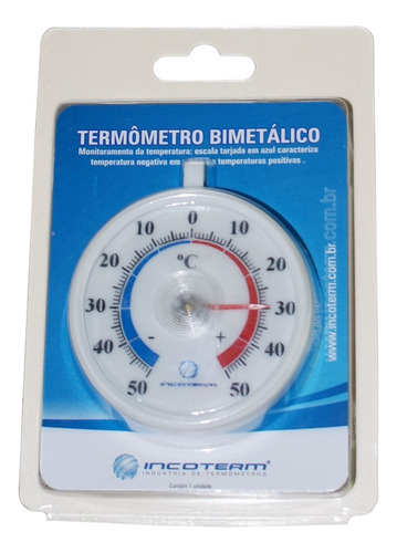 Imagem 2 de 3 de Termômetro Para Refrigeração Bimetálico Branco Incoterm
