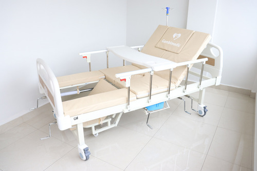 Gambimedic Cama Hospital 5 Posiciones Manivelas Multifuncion Respaldo Resposapierna Silla Giro Lateral Izquierda Y Derecha Funcion De Baño Incluye Colchon 6cm Portasuero Mesa Para Comer