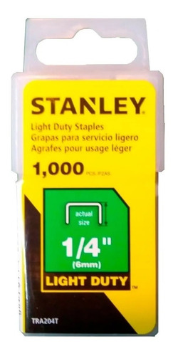 Grapas Trabajo Liviano Stanley 6mm 1/4  Tra204t             