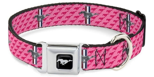 Collar Para Perro Con Hebilla Fm-ford Mustang Negro Plata   