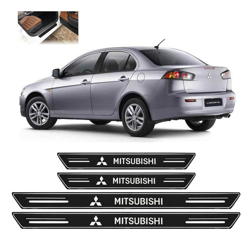 Soleira Platinum Mitsubishi Lancer 2010 A 2019 4 Peças Preto