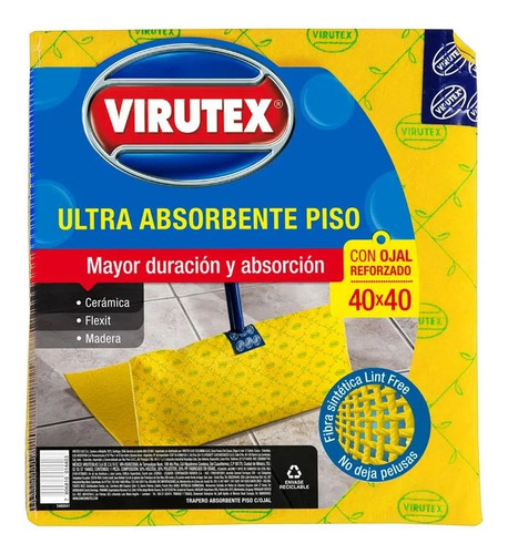 Trapero Ultra Absorbente Con Ojal 40x40cm 1un Virutex Color Amarillo