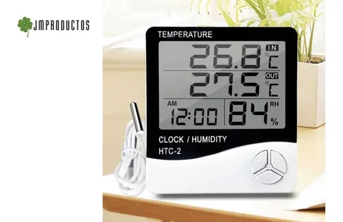 Termometro Higrometro Digital Htc-2 Con Sonda Reloj + Envio