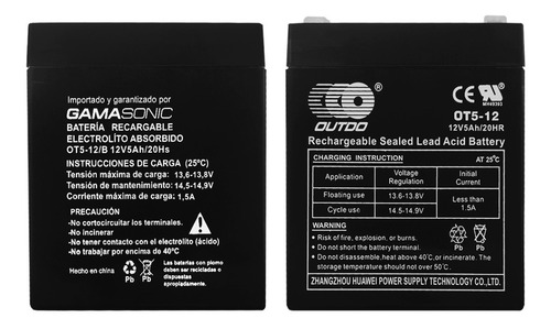 Imagen 3 de 5 de Batería De Gel 12v 5ah / 6 Cuotas Sin Intereses