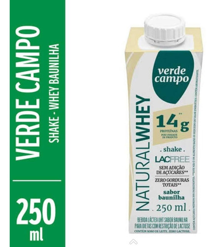 Shake Natural Whey Baunilha Verde Campo 250ml - Kit Com 5