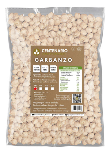 Garbanzo Centenario Premium Exportación Tamaño Estándar 1 Kg