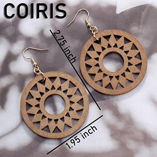 Pendientes Colgantes De Madera Pendientes Bohemios Geométric
