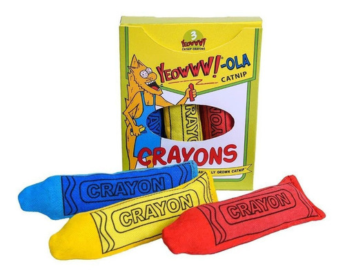 Ducky World Yeowww-ola Crayons Juguete Para Gato  3 Piezas  