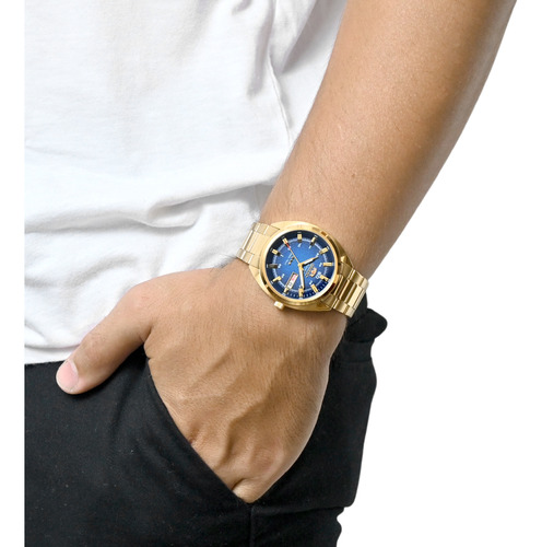 Relógio Orient Masculino Automático Dourado Azul Nh3gg006