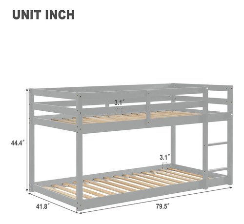 Cnanxu Litera Baja De Tamaño Individual Cama Tipo Loft Con