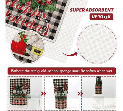 Paños De Cocina Reutilizables Con Diseño De Gnomo De Navidad