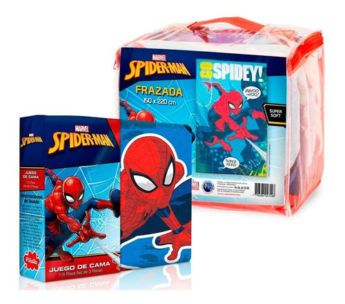 Sabanas Spiderman Hombre Araña + Frazada Piñata