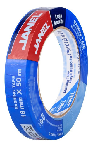 Cinta Masking Tape Azul Janel 18mm X 50m Larga Duracion