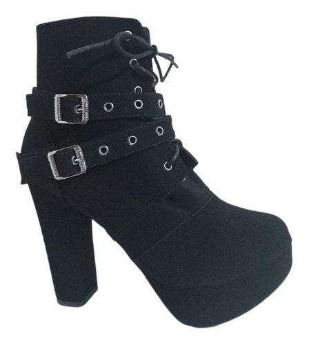 Imagem 4 de 5 de Bota Coturno Feminina Plataforma Salto Alto Tira Fivela + Nf