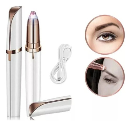 Depilador Facial Vello Cejas Recargable Mujer Sin Dolor Usb Blanco