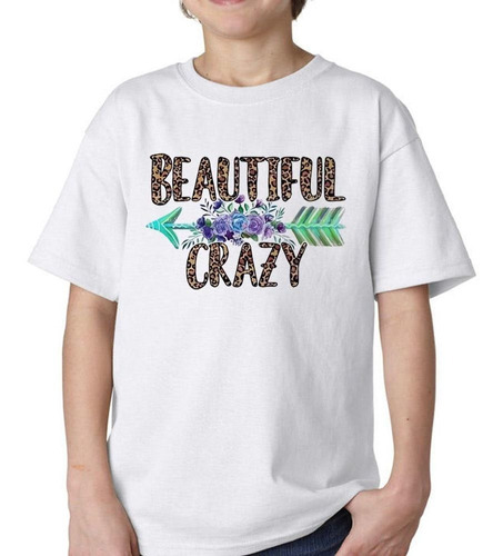 Remera De Niño Frase Beautiful Crazy Animal Print