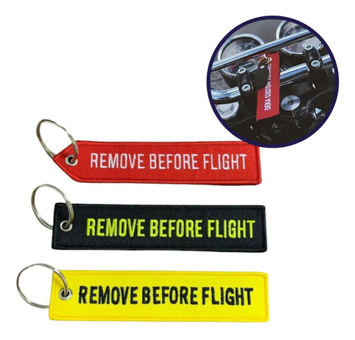 Chaveiro Para Carro E Moto Remove Before Flight Bordado Cor Amarelo