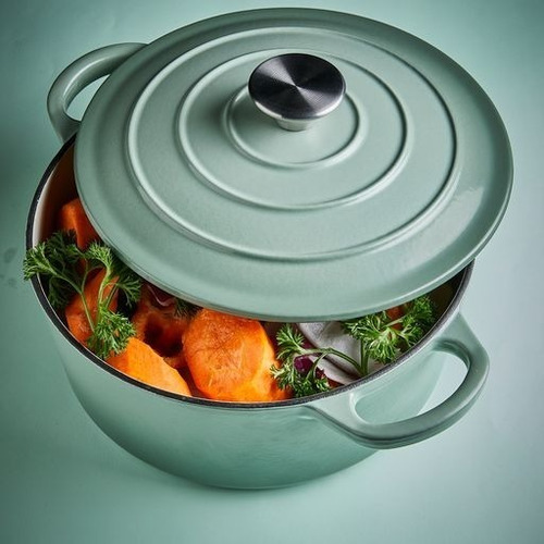 Imagen 2 de 4 de Cacerola Hierro Esmaltado 25cm Con Tapa - Maestro De Cocina