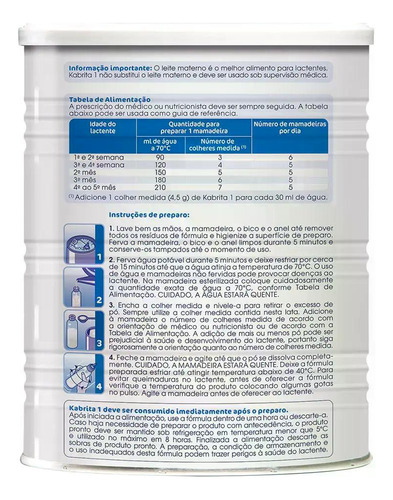 Kabrita 1 Fórmula Infantil Kit Com 2 Latas De 400g Cada