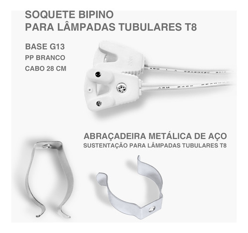 40 Tubo Led T8 Color 18w 120cm Biv.+ Abraçadeiras + Soquetes